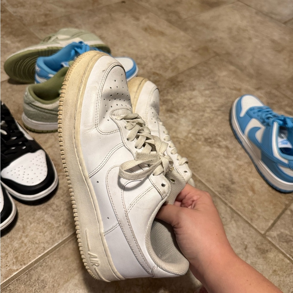 White Air Force ones worn
